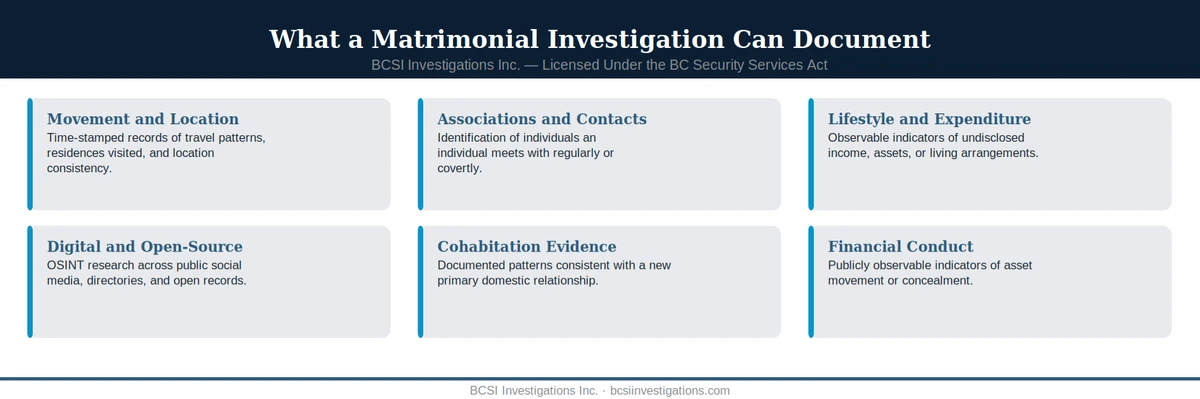 Legal limits on matrimonial investigation in BC, concept card, BCSI Investigations